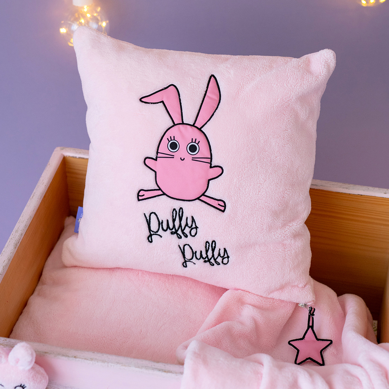 Milk & Moo 3-Piece Chancing Baby Receiving Blanket with Baby Pillow and Baby Security Lovey, Pink