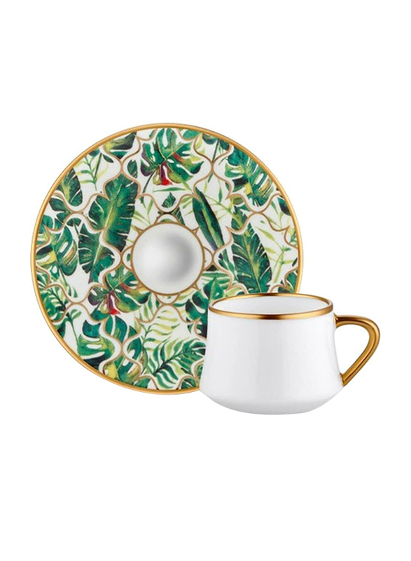 Koleksiyon 12-Piece Turkish Unique Luxury Design Coffee Cup and Saucer Set, Multicolor