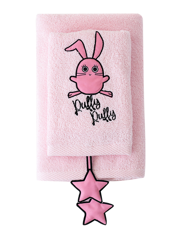 Milk & Moo 2-Pieces Chancin Baby Towels Set, Pink/Black