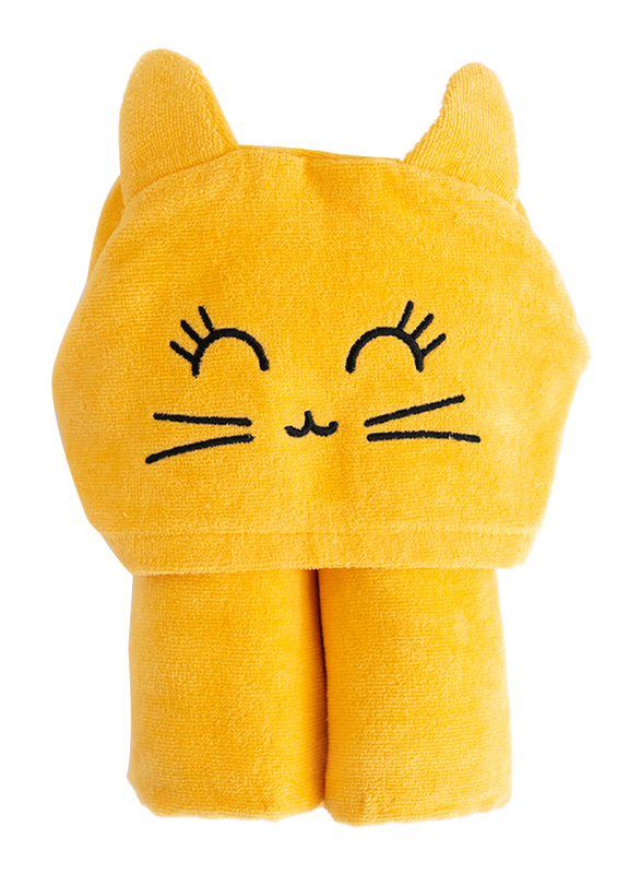 Milk & Moo Tombish Cat Velvet Hooded Towel for Babies, Orange