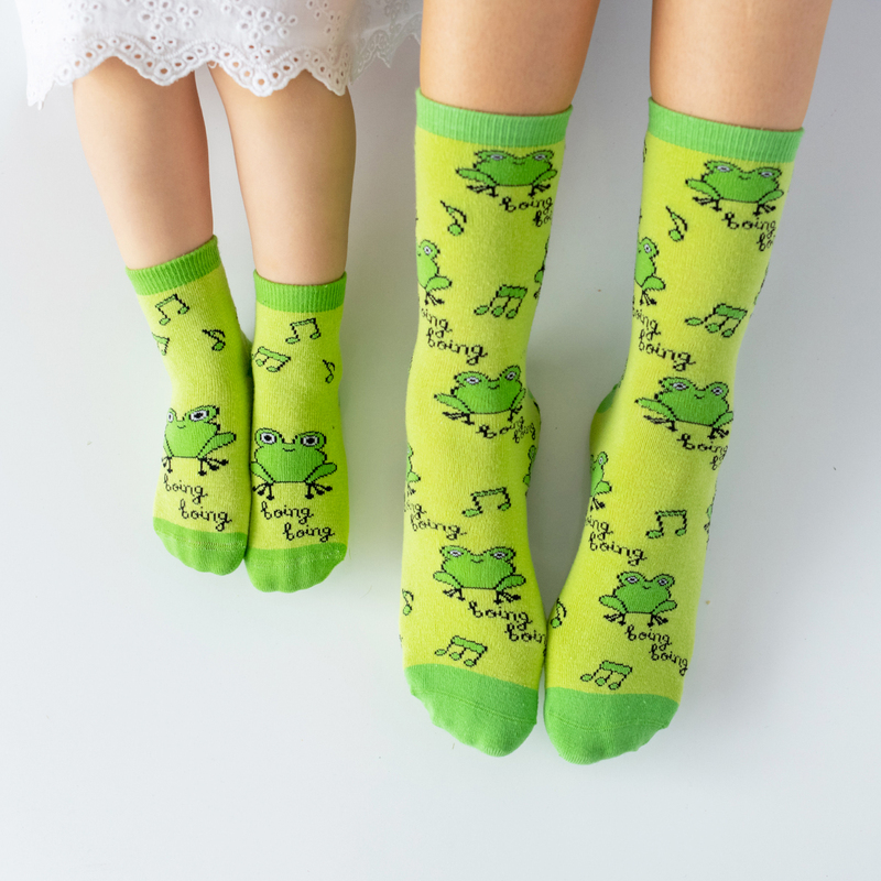 Milk & Moo Chacha Frog and Sangaloz 4 Pair Mother Socks and Baby Socks, 8 Pieces, Multicolour
