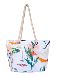 Biggdesign White Faces Beach Shopping Shoulder Bag for Women, White