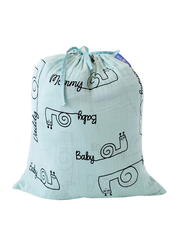 Milk & Moo Sangaloz Muslin Fiber Filled Baby Blanket, Light Blue/Black