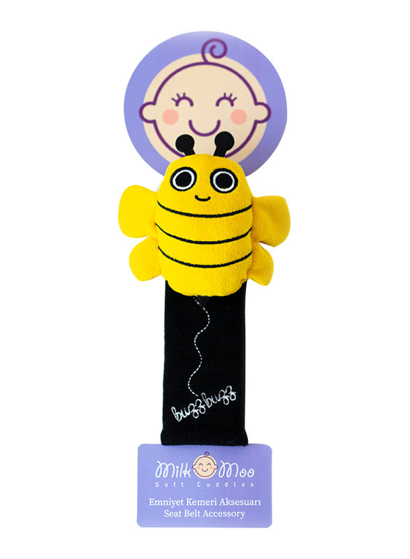 Milk & Moo Yellow Buzzy Bee Seatbelt Covers for Kids, Multicolour