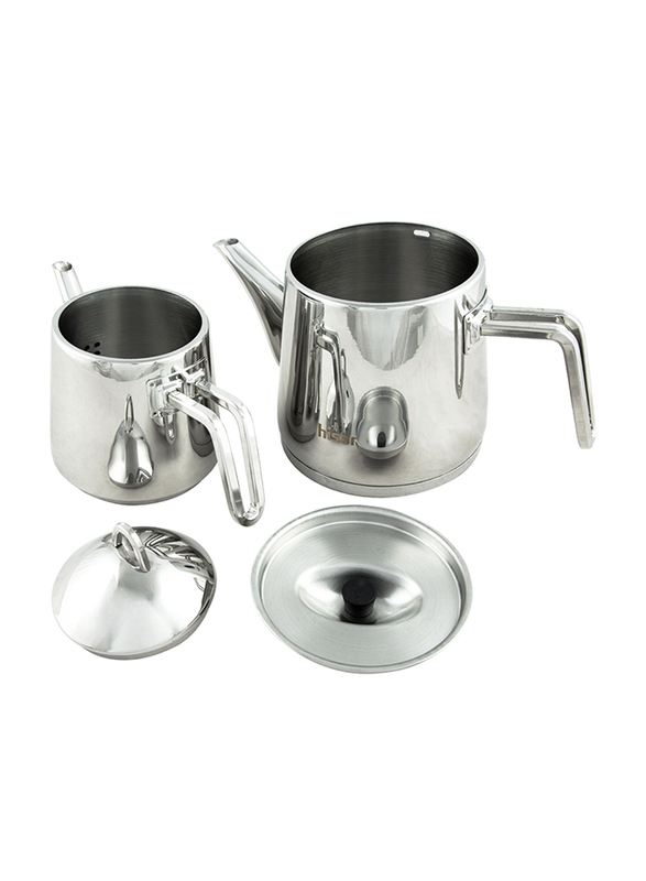 Hisar 1-2L Rio 18/10 Stainless Steel Tea Pot Set, Silver