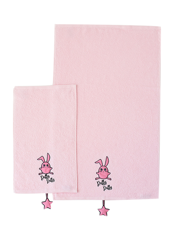 Milk & Moo 2-Pieces Chancin Baby Towels Set, Pink/Black