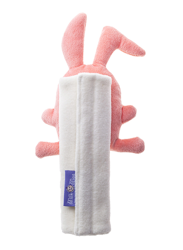 Milk & Moo Pink Rabbit Chancing Seatbelt Covers for Kids, Multicolour