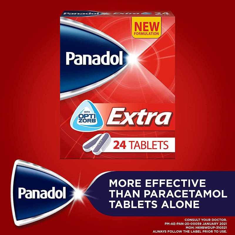 Panadol Extra with Optizorb for Fast Pain Relief, 24 Tablets