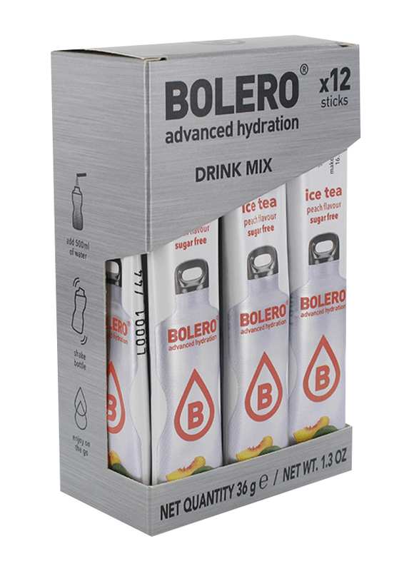 

Bolero Advanced Hydration Sugar Free Ice Tea Peach Fruit Flavoured Drink, 12 Sachets x 3ml