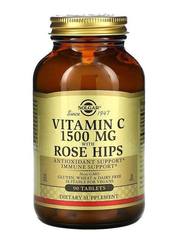 

Solgar Vitamin C With Rose Hips Dietary Supplement, 1500mg, 90 Tablets