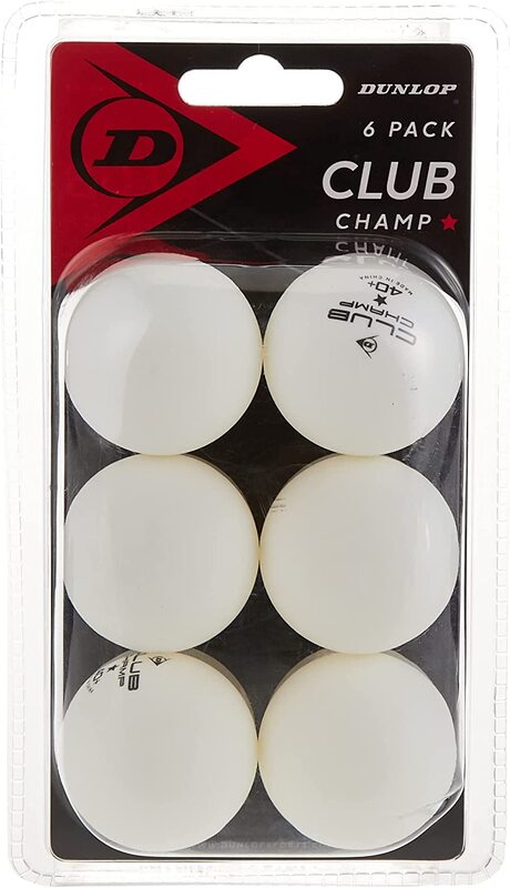 

Dunlop Sports Club Champ Table Tennis Balls, 6 Pieces, White