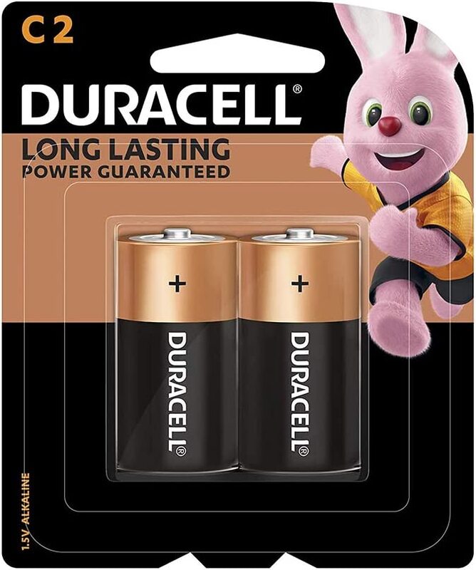 

Duracell Type C Battery LR14 1.5V Alkaline Long Lasting Power Batteries, 2 Pieces, MN1400, Black/Gold