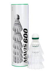 Yonex Mavis 600 Slow Shuttle Cock, 6 Pieces, White