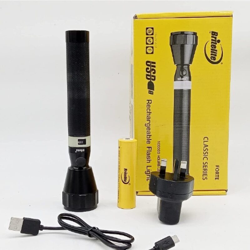 

Britelite Forte USB Rechargeable 1200m Flashlight, Black