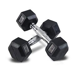 Prosports Rubber Coated Hexagon Dumbbells, 2.5 KG, Black