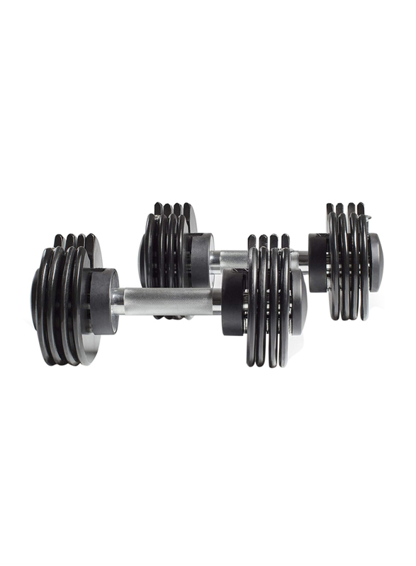 NordicTrack Adjustable Dumbbell Set, NNNTSAW10KG18, 2 x 12.5LB, Black/Grey