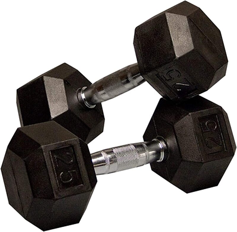 

Body Sculpture Hex RBR Dumbbles with Chrome Handle, 25kg, Black