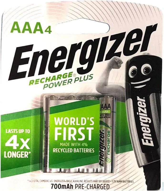 

Energizer Rechargeable AAA NH12 BP4 Batteries, 4 Pieces, Silver