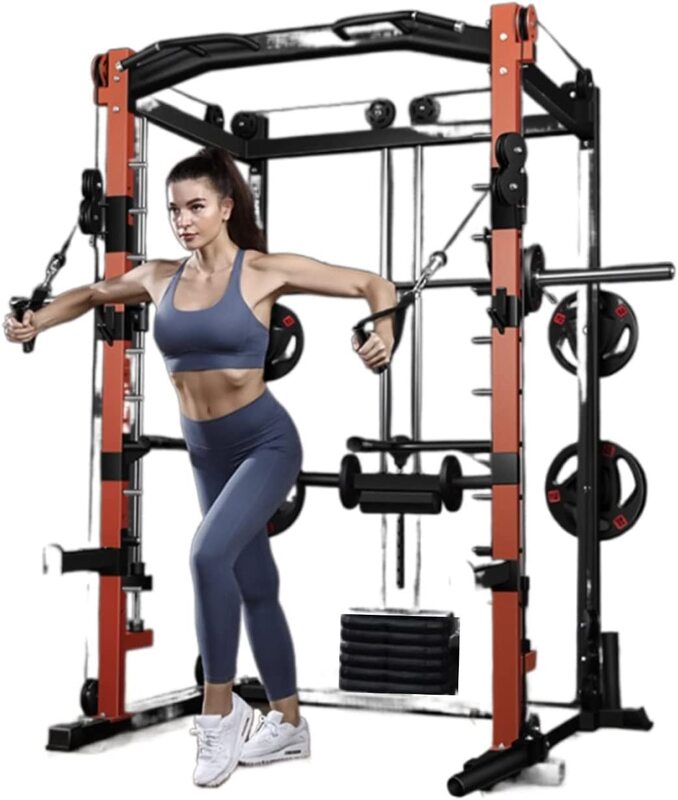 

Miracle Fitness Heavy Duty Smith Machine with Cable Crossover, Black