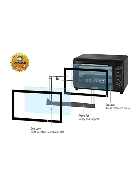 Black+Decker 45L Toaster Oven, 1800W, with Double Glass, TRO45RDG-B5, Black