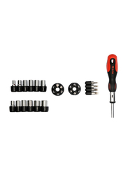 Yato 34-Piece Double Blister Ratchet Screwdriver Set, YT-2808, Red/Black/Silver