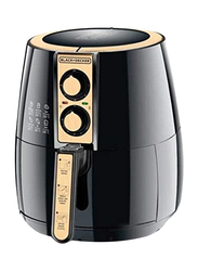 Black+Decker 4L Manual AeroFry Air Fryer, 1.2Kg, AF300-B5, Black/Gold