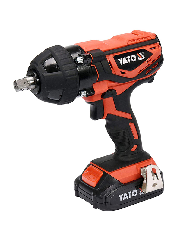 Yato Cordless Impact Wrench 18V with 2.0Ah Battery & Quick Charger BMC Box, YT-82804, Orange/Black