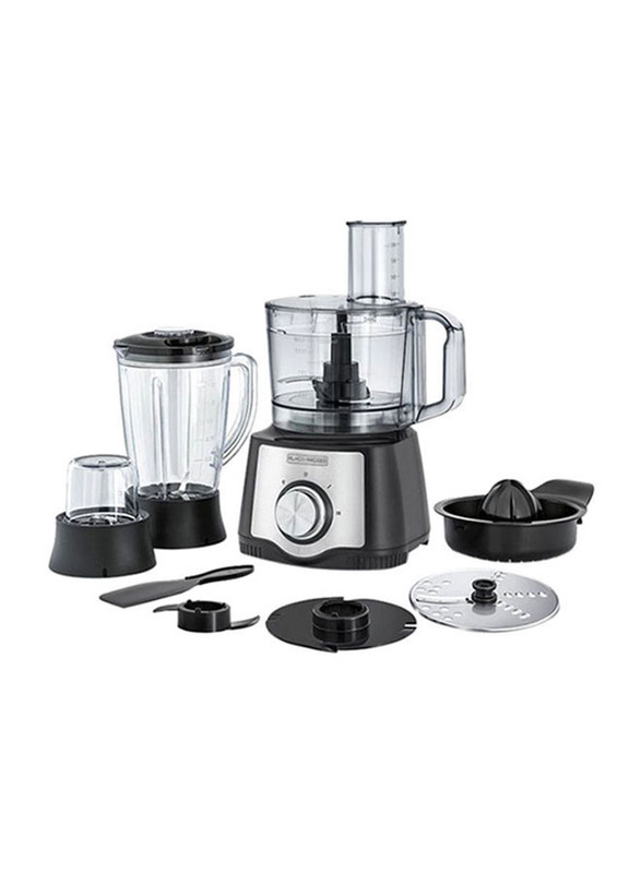 Black+Decker 6-In-1 Electric Food Processor, 600W, FX650-B5, Black/Silver