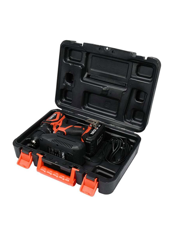 Yato Cordless Drill Brushless 13mm 18V with 2.0Ah Battery & Quick Charger BMC Box, YT-82794, Orange/Black