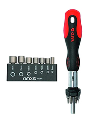 Yato 14-Piece Double Blister Ratchet Screwdriver Set, YT-2804, Red/Black/Silver