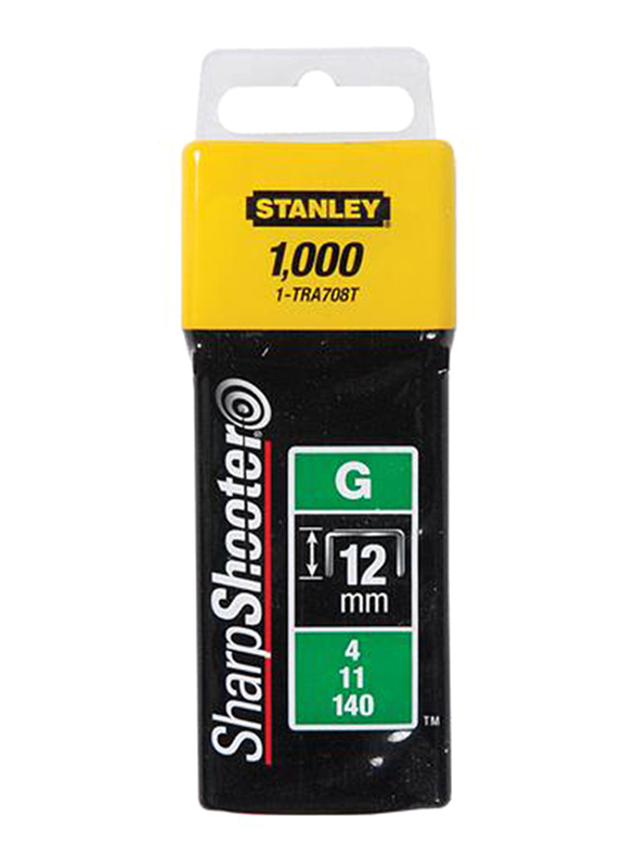 Stanley 12mm Heavy Duty Staples, 1000 Pieces, 1-TRA708T, Silver