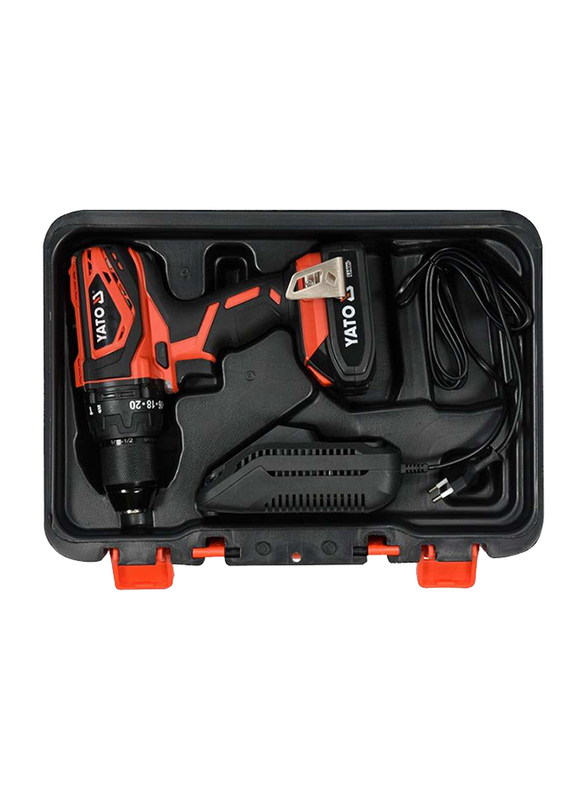 Yato Cordless Impact Drill 13mm 18V with 2.0Ah Battery & Quick Charger BMC Box, YT-82788, Orange/Black
