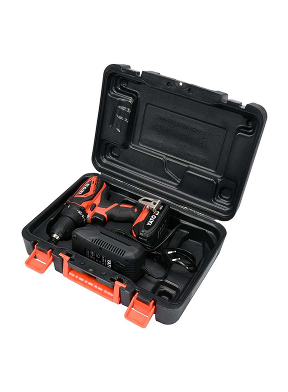 Yato Cordless Drill-Driver 13mm 18V (Mabuchi Motor) with 2.0Ah Battery & Quick Charger & BMC Box, YT-82782, Orange/Black