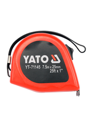 Yato 7.5 Meter x 25mm Double Blister Card Measuring Tape, YT-71145, Red/Black