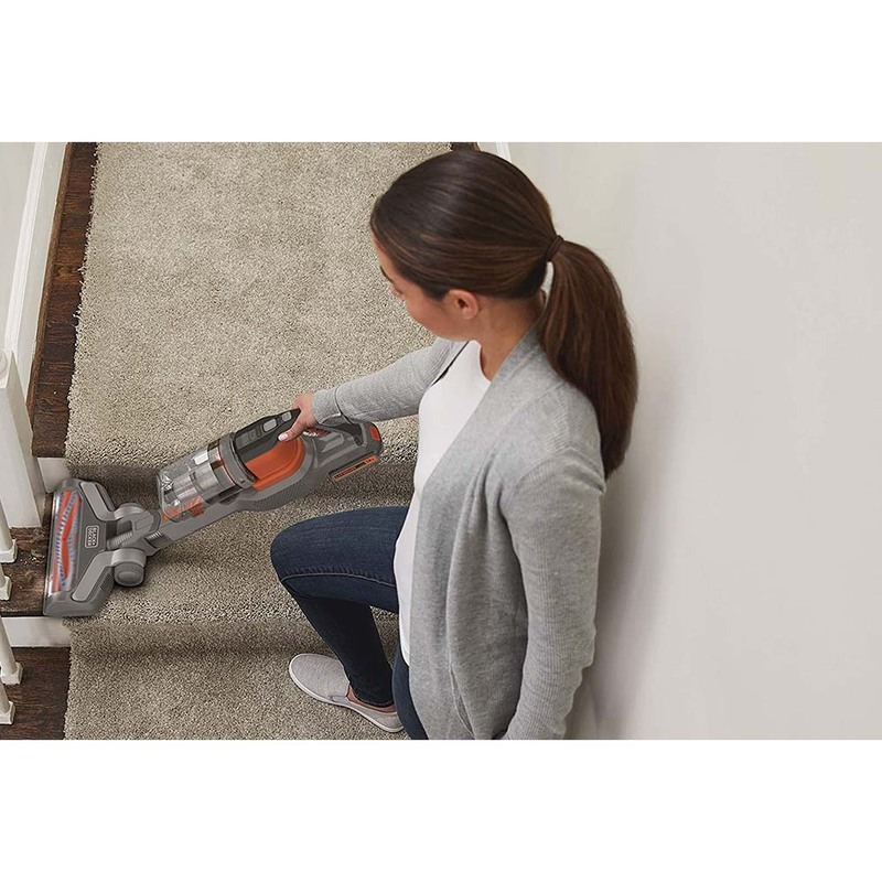 Black+Decker 18V 2.0Ah Stick Vacuum Cleaner, BHFEV182C-GB, Orange/Grey