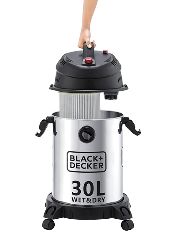 Black+Decker 30L Wet & Dry Vacuum, WV1450-B5, Silver/Black