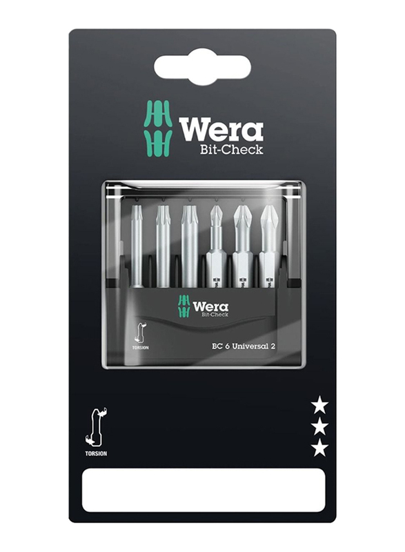 Wera 6-Piece BC 6 Universal 2 Screwdriver Bit, Silver