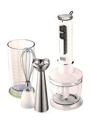 Black+Decker Four-in-One Hand Blender with Chopper and Whisk, 400W, SB4000-B5, White