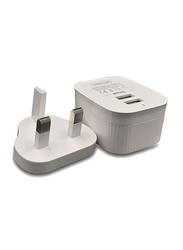 Digitplus UK Plug Wall/Travel Charger, 2.8A Dual USB Ports with USB to Micro-A USB Data and Charge Cable, White
