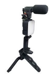 A-49 Vlogging Live Streaming Kit with Microphone Tripod, Black