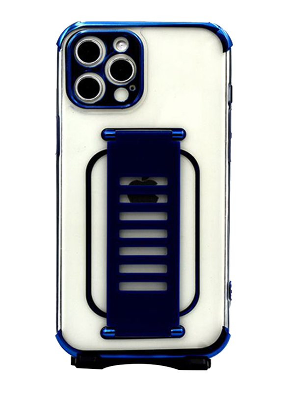

Grip2u Apple iPhone 12 Pro Mobile Phone Case Cover, with Finger Grip, Blue/Clear