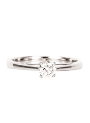 Mamiya 18k White Gold Engagement Ring for Women with 0.36 Carat Solitaire Diamond, Silver