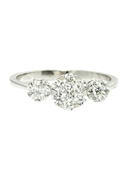 Mamiya 18k White Gold Engagement Ring for Women with 0.56 Carat 21 Diamonds, Silver
