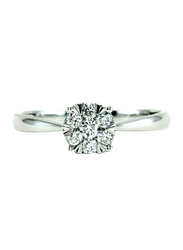 Mamiya Dream Winner 18k White Gold Engagement Ring for Women with 0.24 Carat 7 Diamonds, Silver