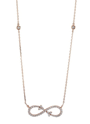 Mamiya 18K Gold Classic Infinity Pendant Necklace for Women, with 0.41ct Diamonds, Rose Gold