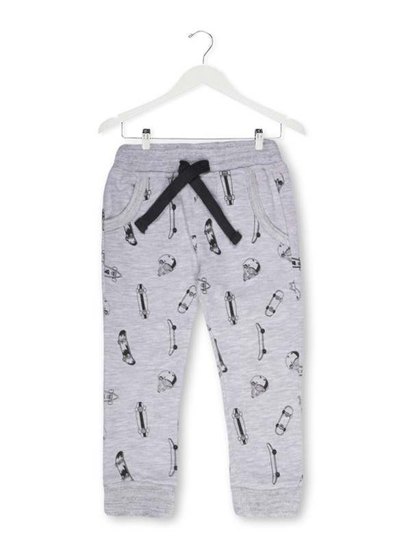 

Jam Cotton Skateboard Print Joggers for Infant Boys, 6-9 Months, Grey