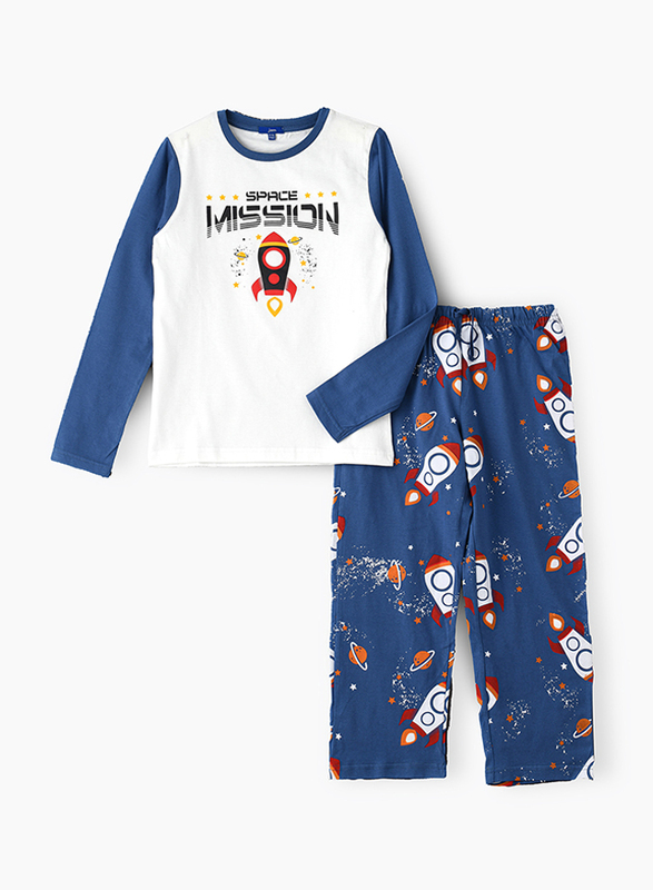

Jam Cotton Nightwear Pyjama Set for Boys, 11-12 Years, Navy Blue