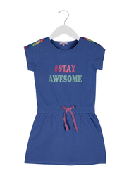 Jelliene Stay Awesome Knitdress for Girls, 5-6 Years, Blue