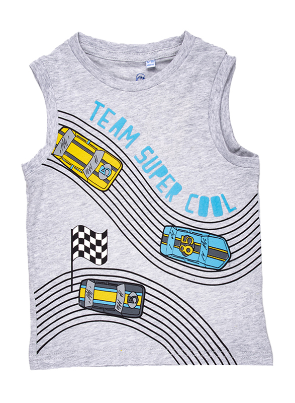 

Jam Cotton Team Super Cool Sleeveless T-Shirt for Baby Boys, 12-18 Months, Grey