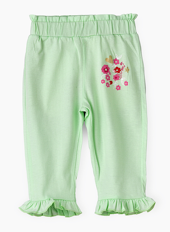 

Jelliene Cotton Solid Knit Legging with Print for Girls, 18-24 Months, Green